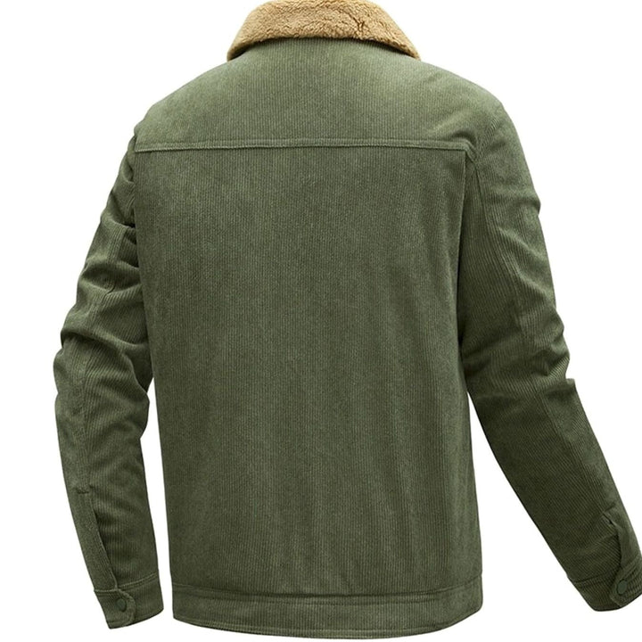 Men's Sherpa-Lined Corduroy Button-Front Jacket Chest Pockets