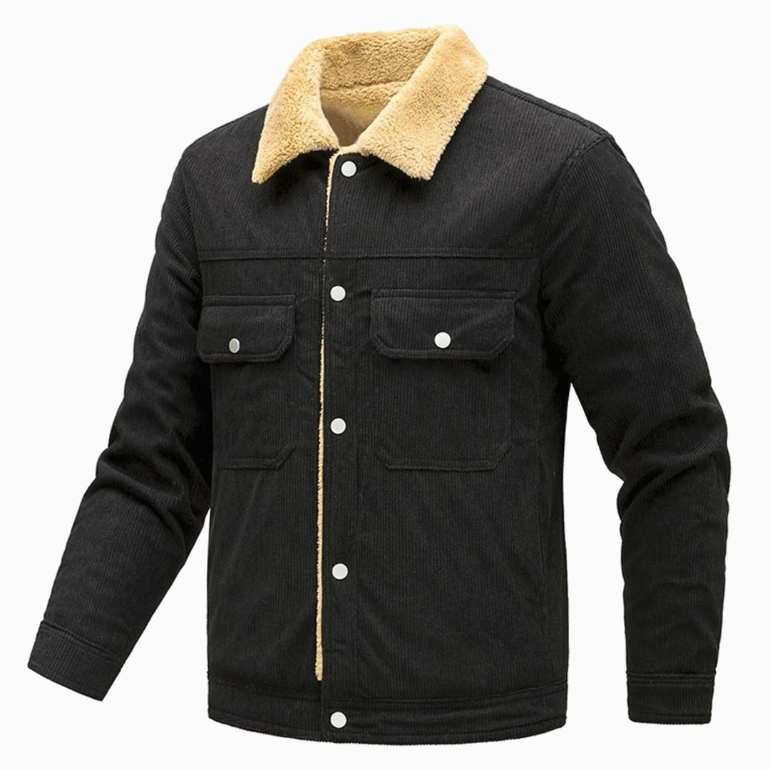 Men's Sherpa-Lined Corduroy Button-Front Jacket Chest Pockets