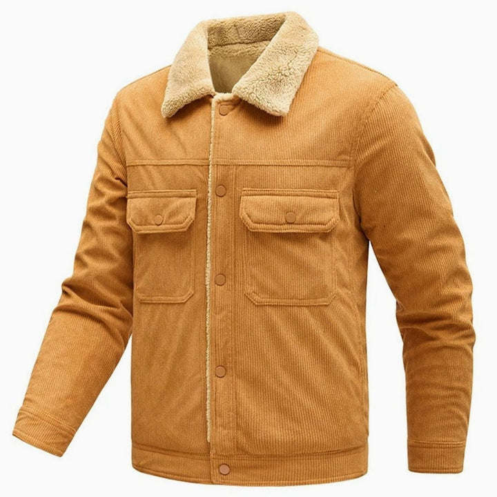 Men's Sherpa-Lined Corduroy Button-Front Jacket Chest Pockets