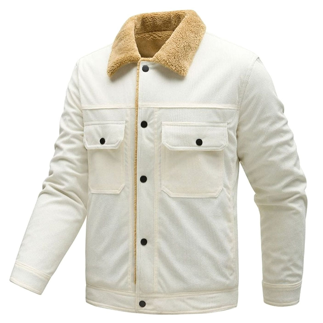 Men's Sherpa-Lined Corduroy Button-Front Jacket Chest Pockets