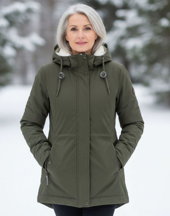 Men's Sherpa-Lined Hooded Winter Parka Jacket - Green