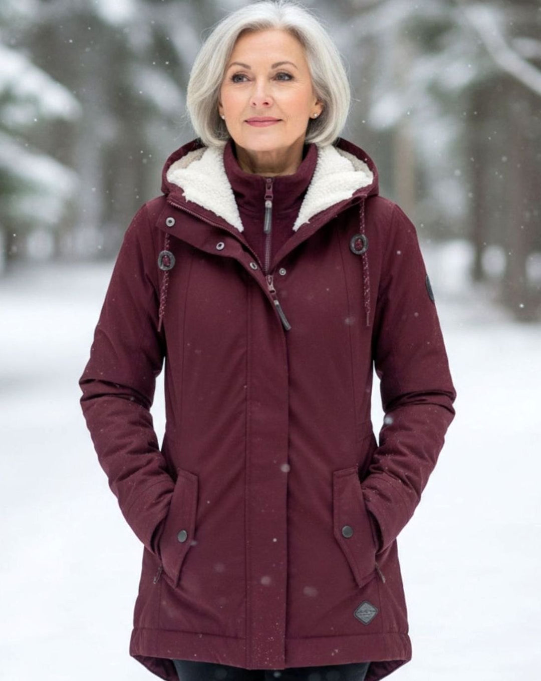 Men's Sherpa-Lined Hooded Winter Parka Jacket - Burgundy