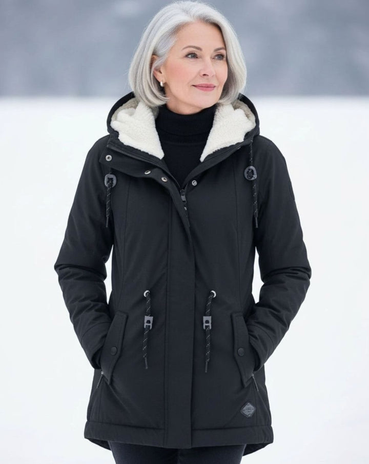 Men's Sherpa-Lined Hooded Winter Parka Jacket - Black