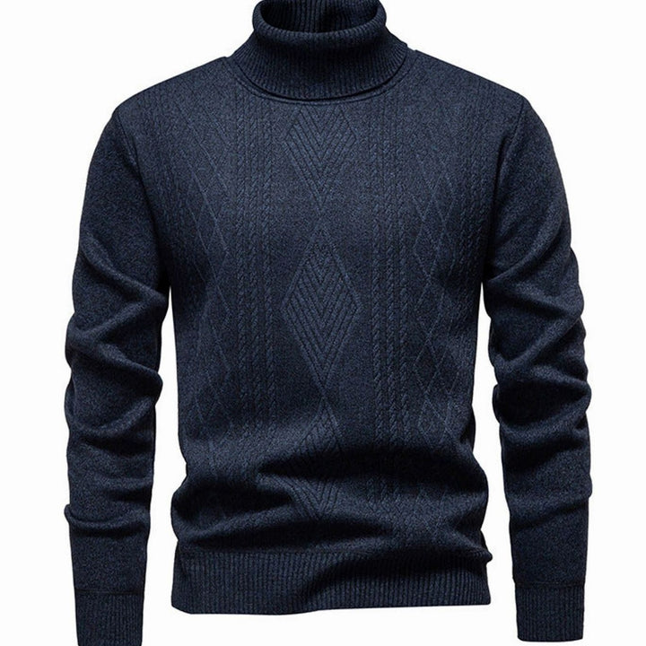 Men's Slim-Fit Cable-Knit Turtleneck Sweater - Dark Gray