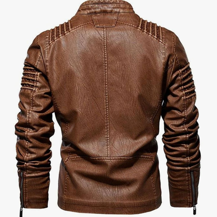 Men's Slim Fit Faux Leather Biker Jacket Full Zip