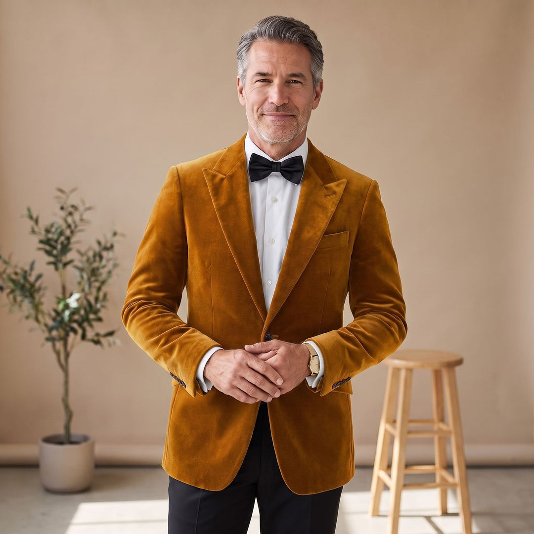 Men's Tailored-Fit Velvet Formal Blazer Jacket - Grape
