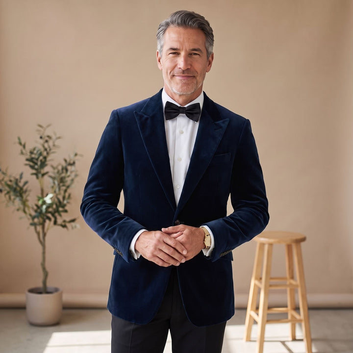 Men's Tailored-Fit Velvet Formal Blazer Jacket