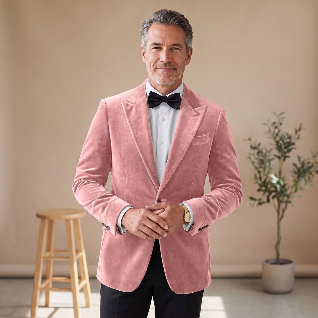 Men's Tailored-Fit Velvet Formal Blazer Jacket