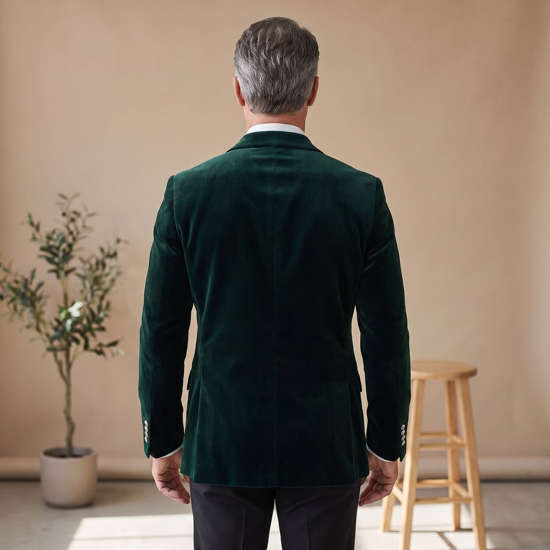 Men's Tailored-Fit Velvet Formal Blazer Jacket