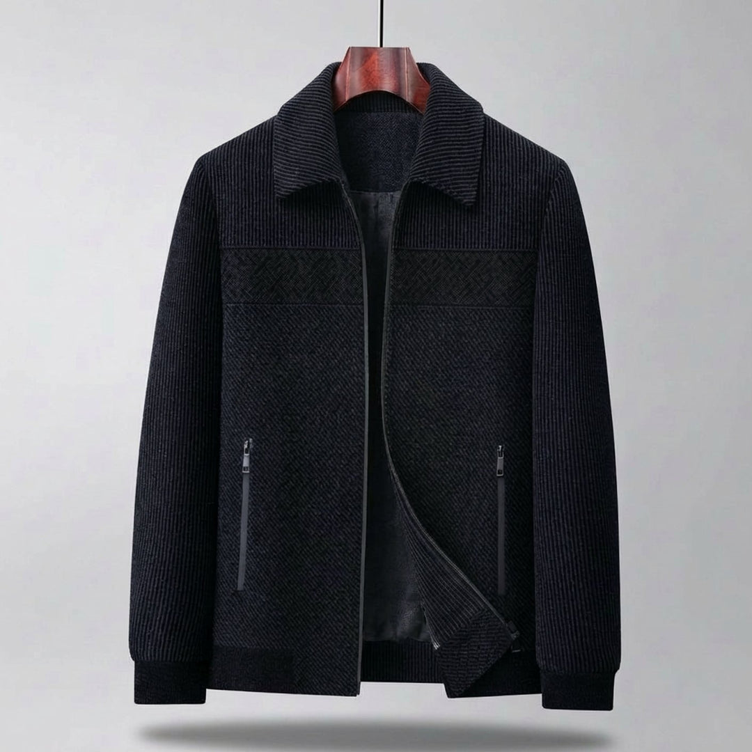Men's Textured Quilted Zip-Front Relaxed-Fit Jacket - Navy