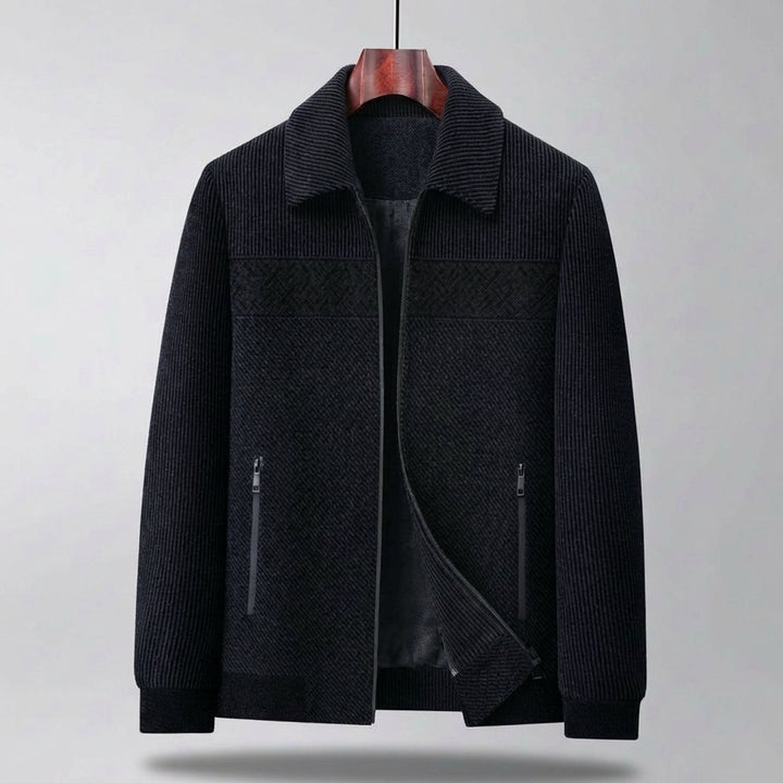 Men's Textured Quilted Zip-Front Relaxed-Fit Jacket - Navy
