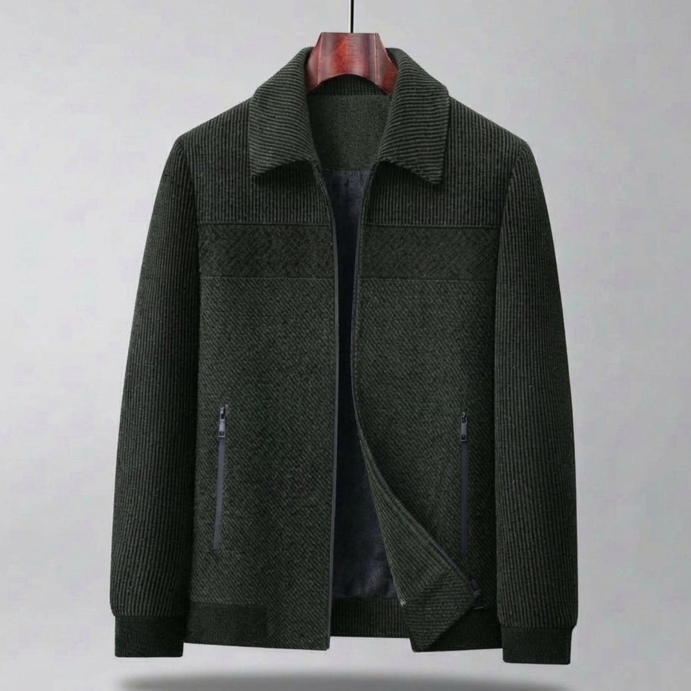 Men's Textured Quilted Zip-Front Relaxed-Fit Jacket - Green