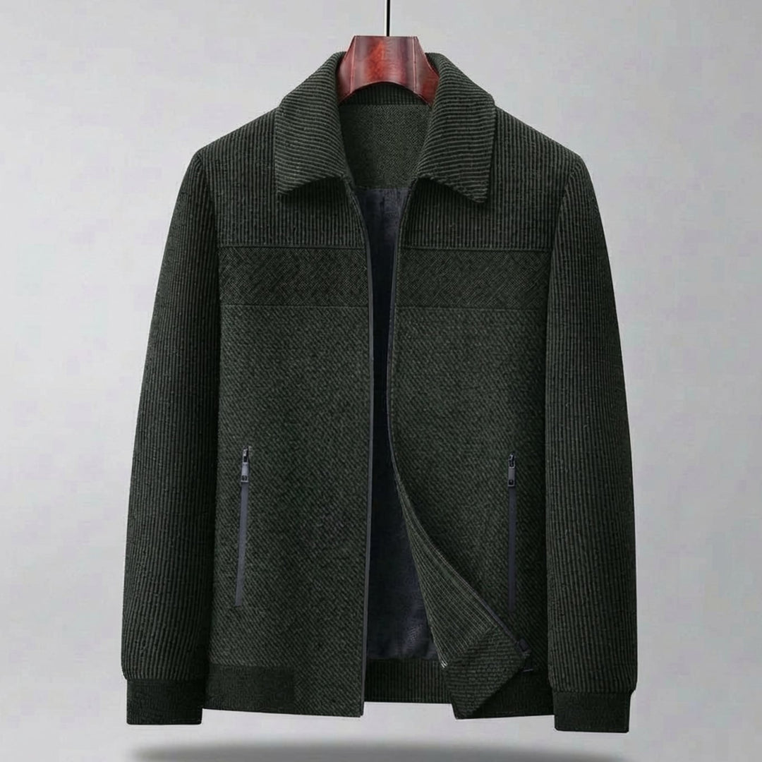 Men's Textured Quilted Zip-Front Relaxed-Fit Jacket - Green