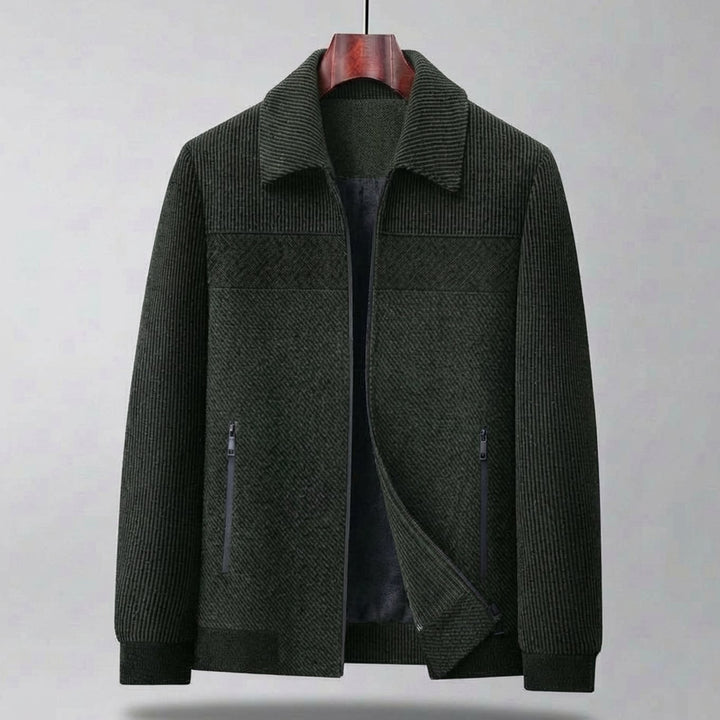 Men's Textured Quilted Zip-Front Relaxed-Fit Jacket - Green