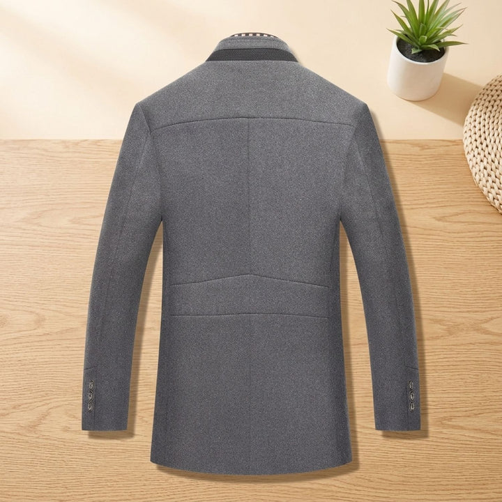 Men's Wool-Blend Oversized Button-Front Stand-Collar Coat