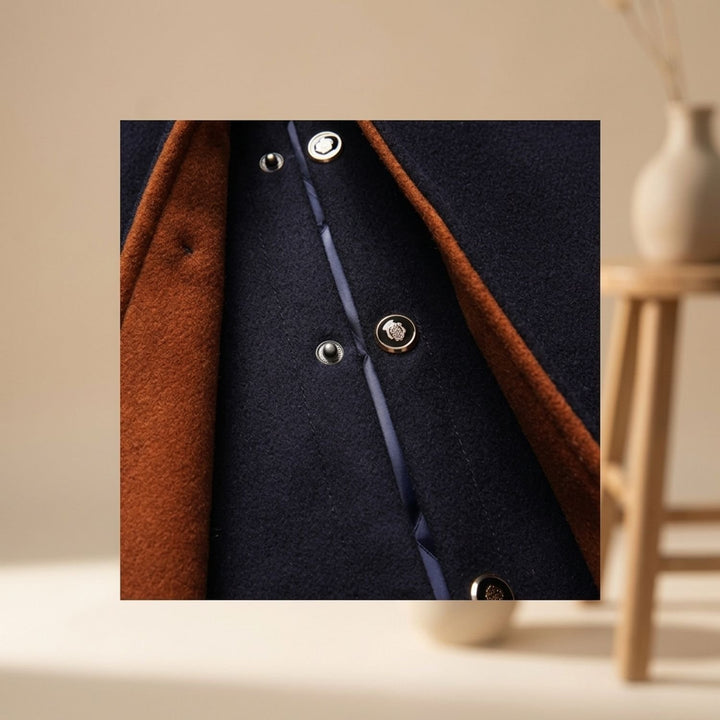 Men's Wool-Blend Oversized Button-Front Stand-Collar Coat