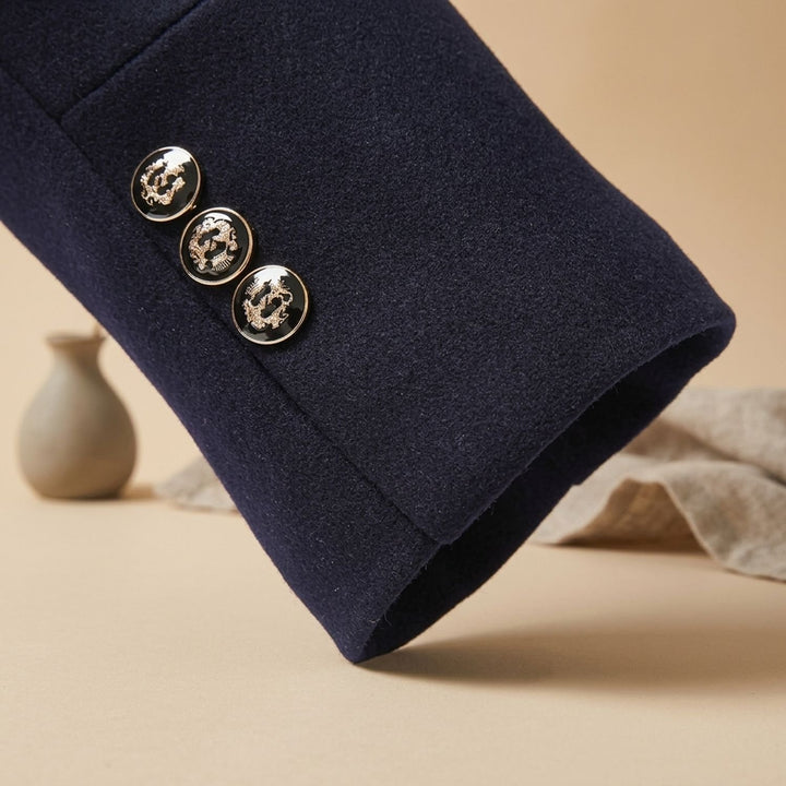 Men's Wool-Blend Oversized Button-Front Stand-Collar Coat