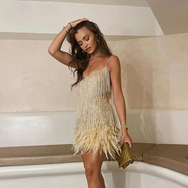 Vivian | Women's Fitted Sequin Cocktail Mini Dress with Defined Waist