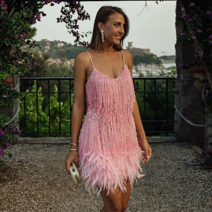 Vivian | Women's Fitted Sequin Cocktail Mini Dress with Defined Waist
