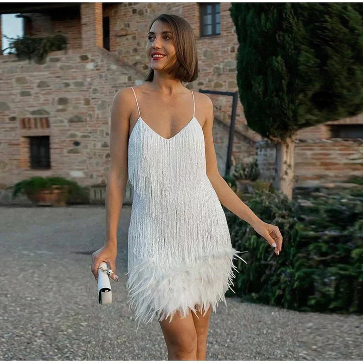 Vivian | Women's Fitted Sequin Cocktail Mini Dress with Defined Waist