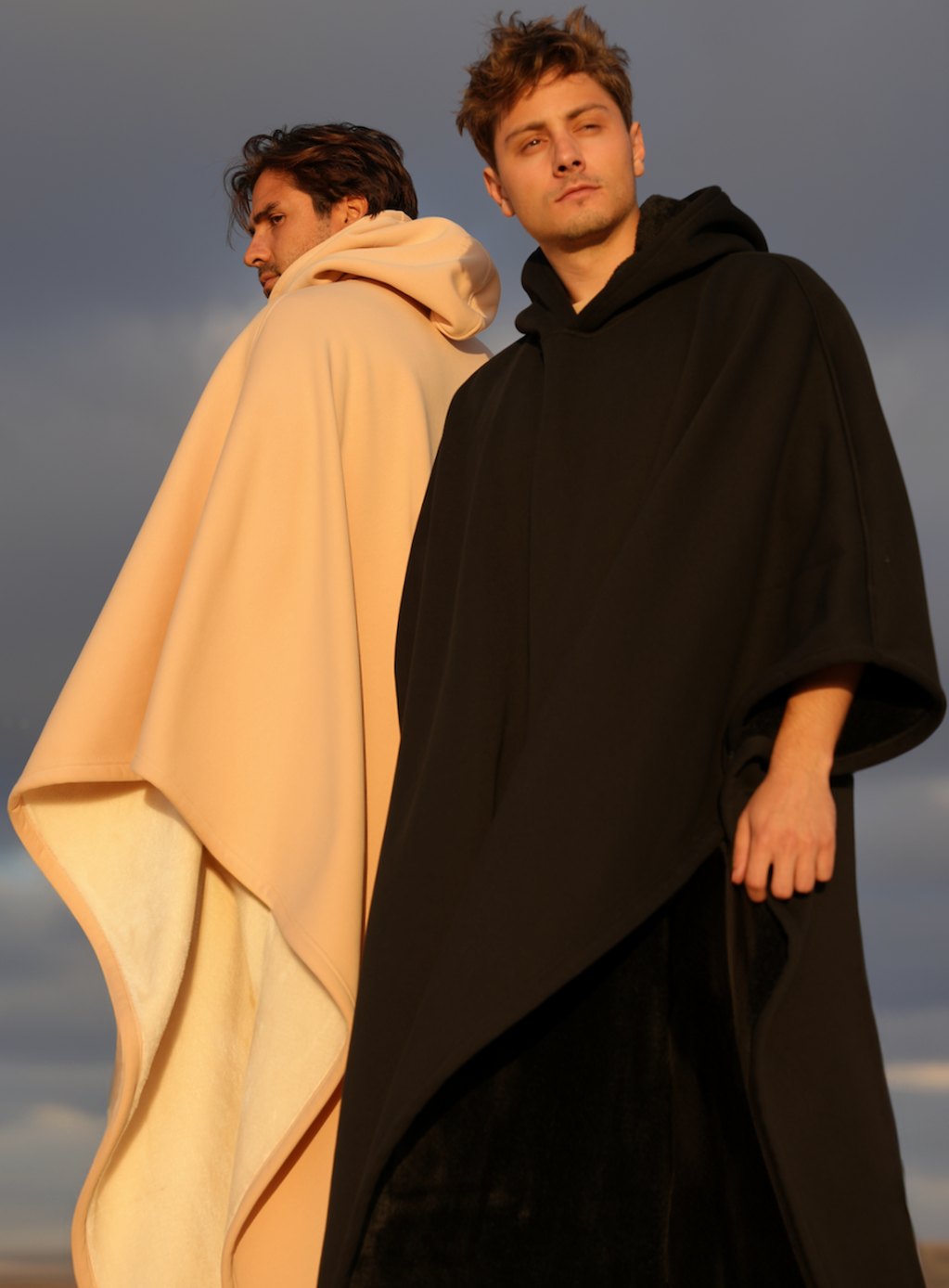 Unisex Hooded Fleece Poncho Oversized Lightweight Cape
