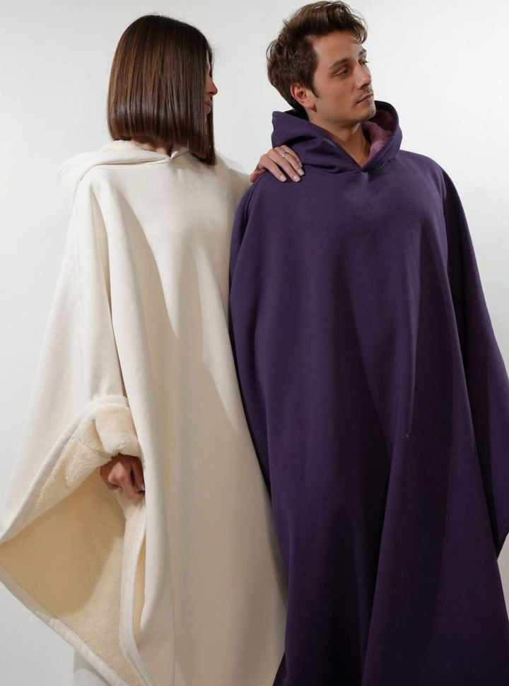 Unisex Hooded Fleece Poncho Oversized Lightweight Cape