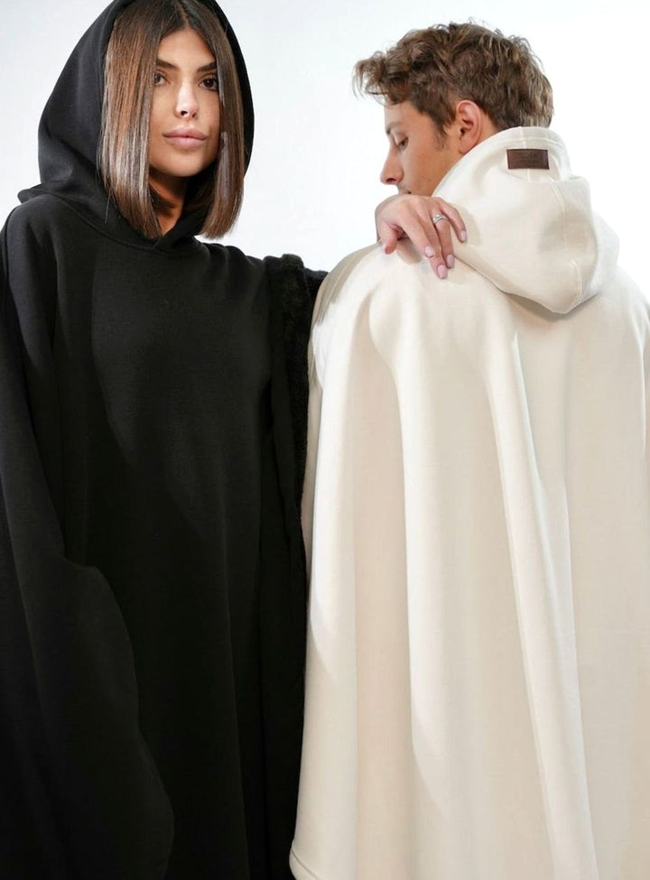 Unisex Hooded Fleece Poncho Oversized Lightweight Cape