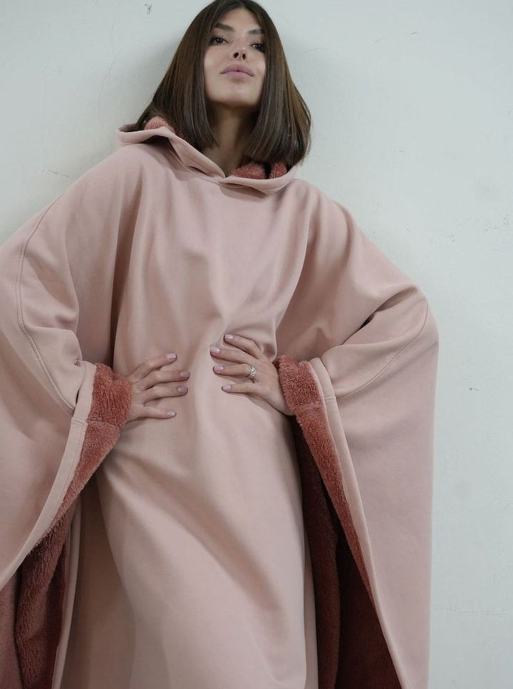 Unisex Hooded Fleece Poncho Oversized Lightweight Cape