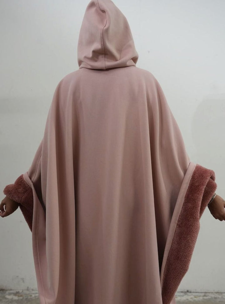 Unisex Hooded Fleece Poncho Oversized Lightweight Cape