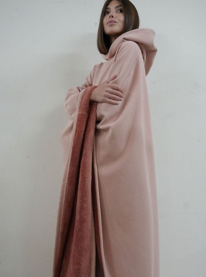 Unisex Hooded Fleece Poncho Oversized Lightweight Cape