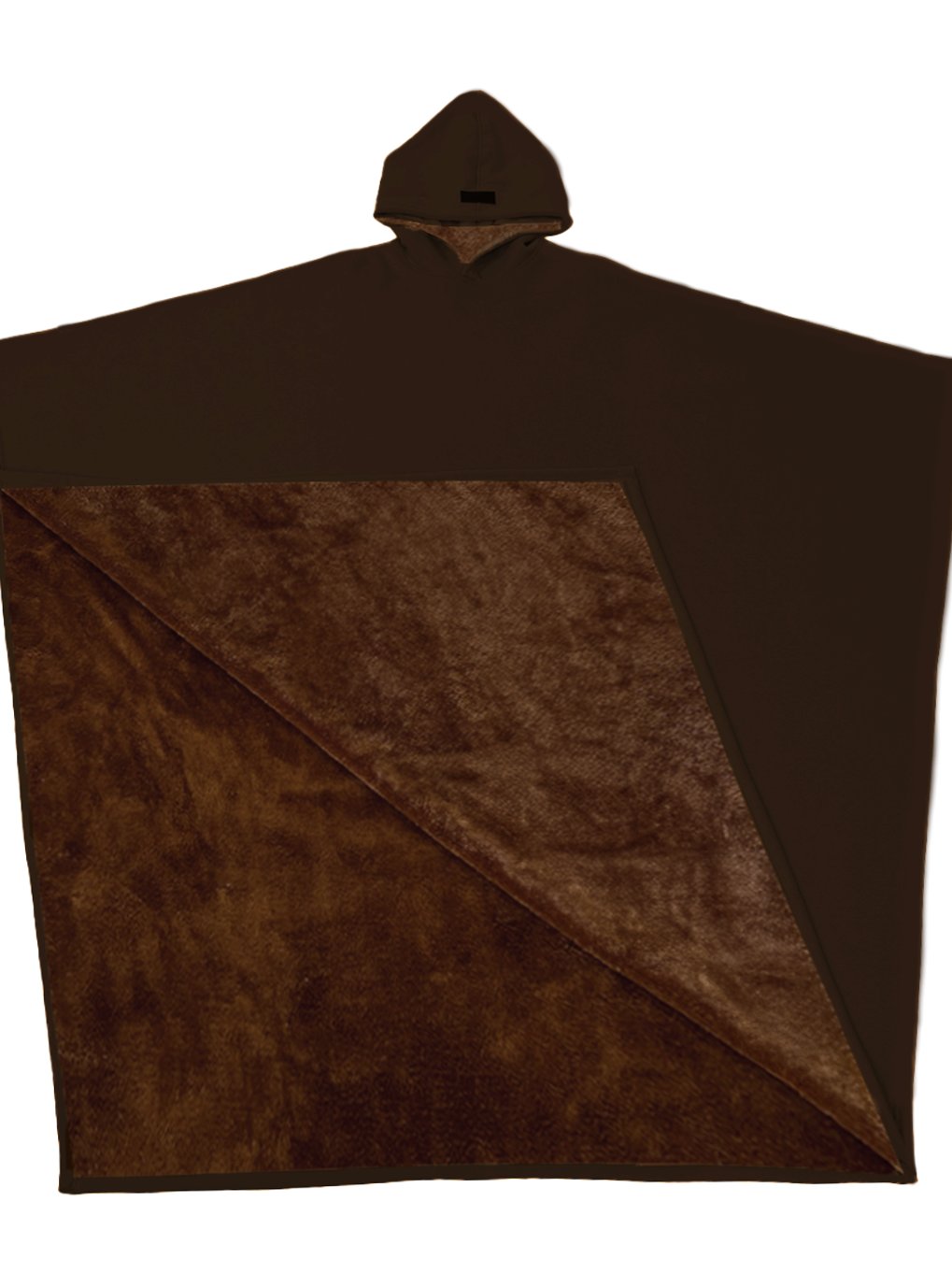 Unisex Hooded Fleece Poncho Oversized Lightweight Cape - Terra
