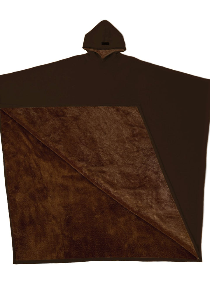 Unisex Hooded Fleece Poncho Oversized Lightweight Cape - Terra