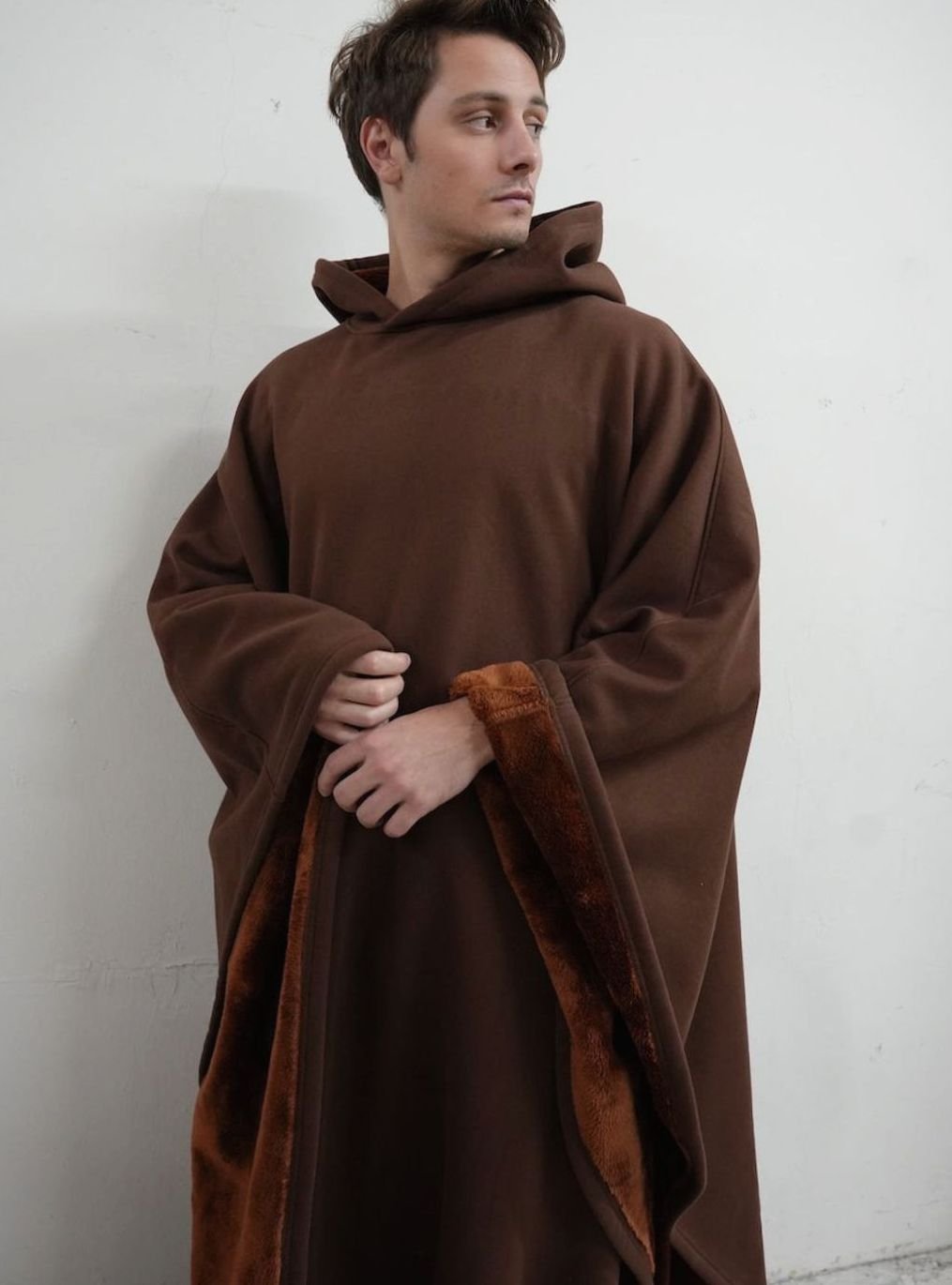 Unisex Hooded Fleece Poncho Oversized Lightweight Cape