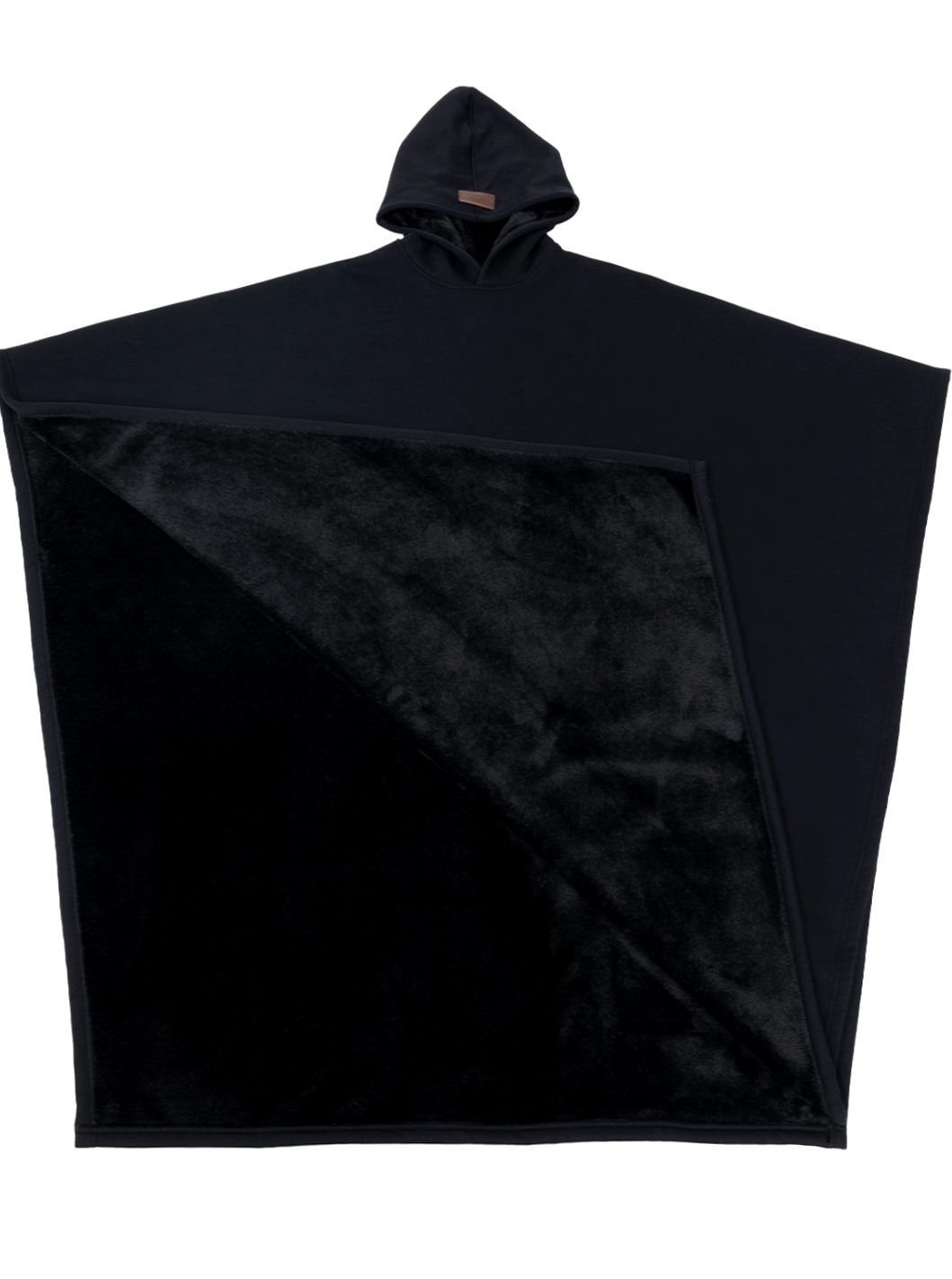 Unisex Hooded Fleece Poncho Oversized Lightweight Cape - Obsidian
