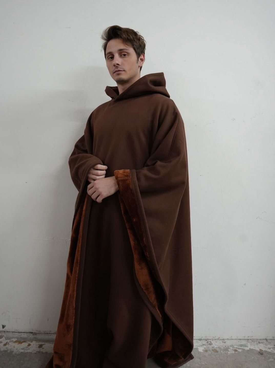 Unisex Hooded Fleece Poncho Oversized Lightweight Cape