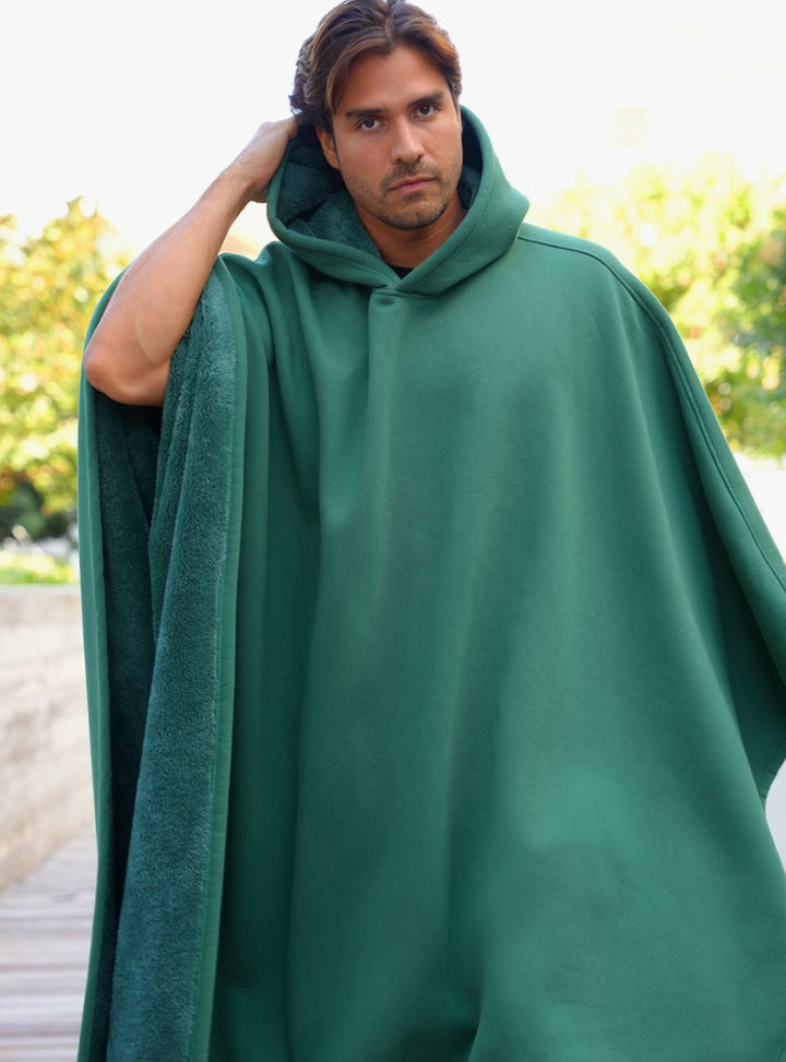 Unisex Hooded Fleece Poncho Oversized Lightweight Cape