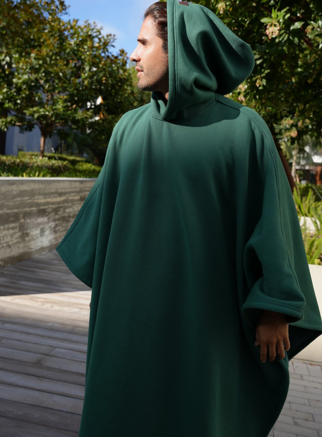 Unisex Hooded Fleece Poncho Oversized Lightweight Cape