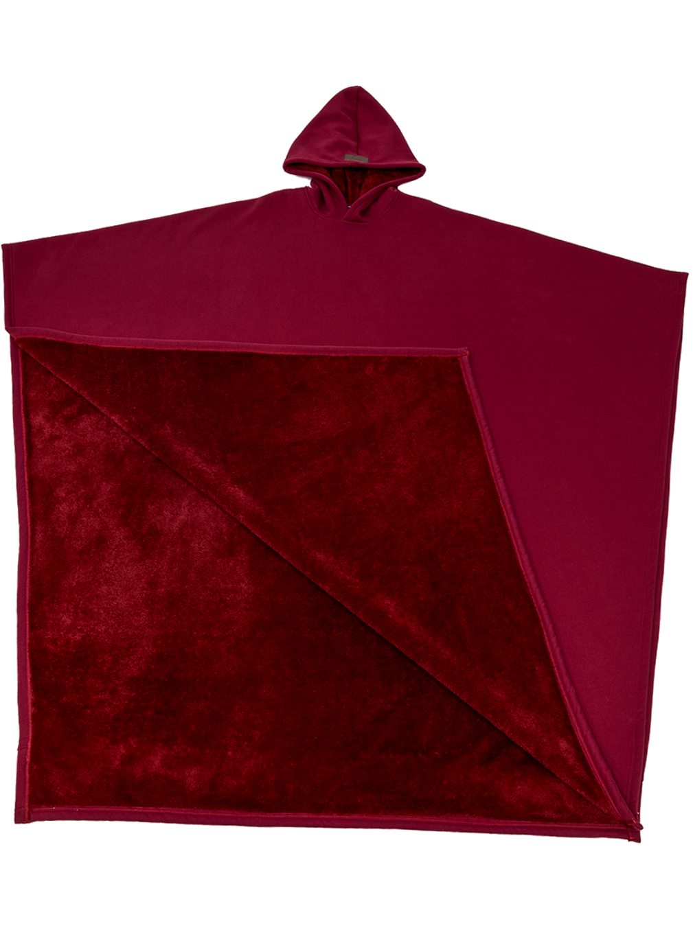 Unisex Hooded Fleece Poncho Oversized Lightweight Cape - Wine