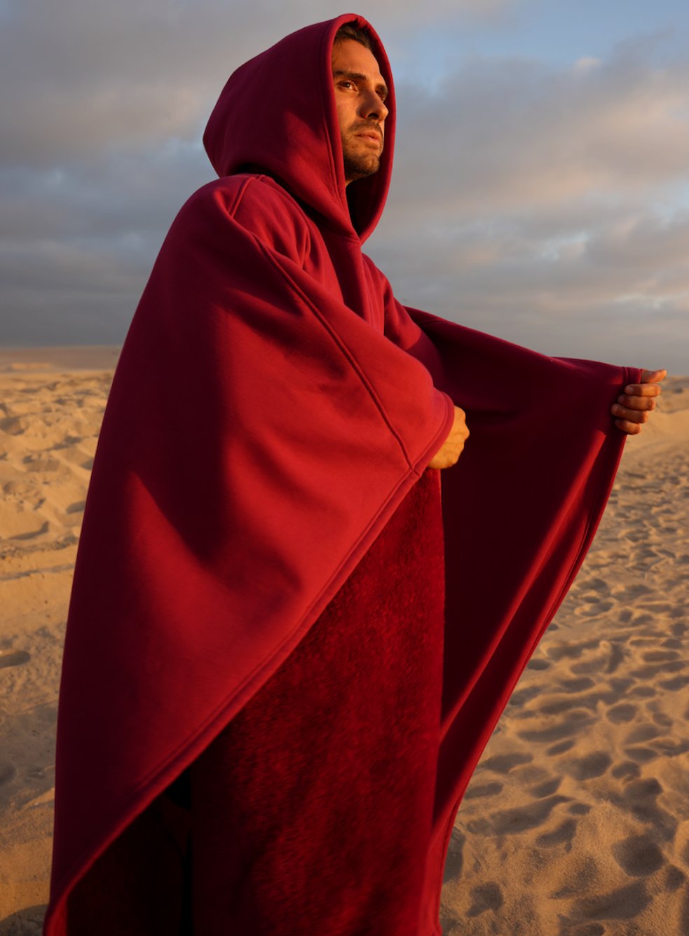 Unisex Hooded Fleece Poncho Oversized Lightweight Cape