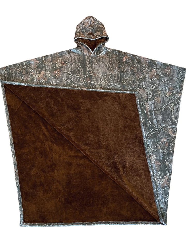 Unisex Hooded Fleece Poncho Oversized Lightweight Cape - Commando