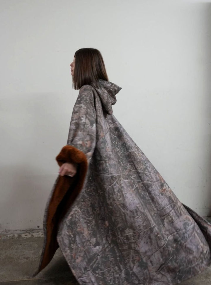 Unisex Hooded Fleece Poncho Oversized Lightweight Cape