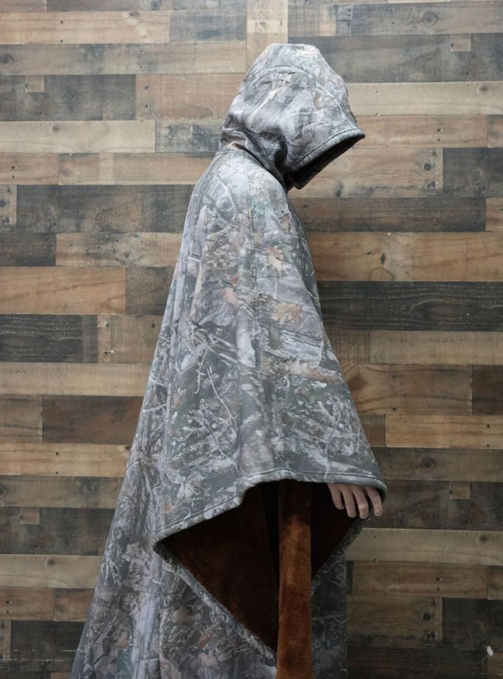 Unisex Hooded Fleece Poncho Oversized Lightweight Cape