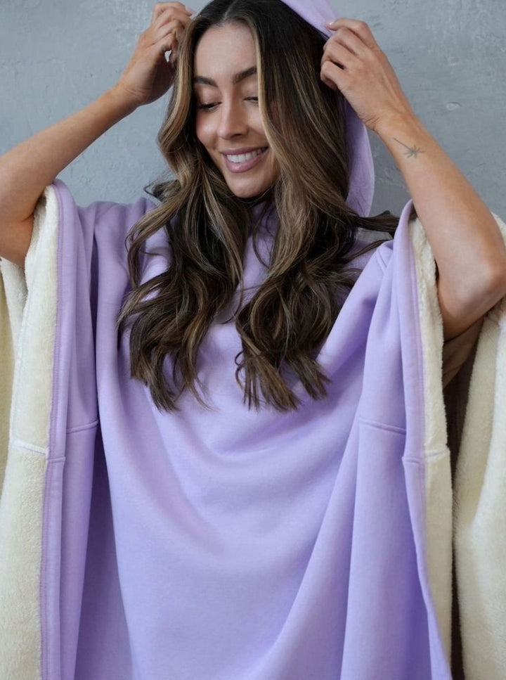 Unisex Hooded Fleece Poncho Oversized Lightweight Cape