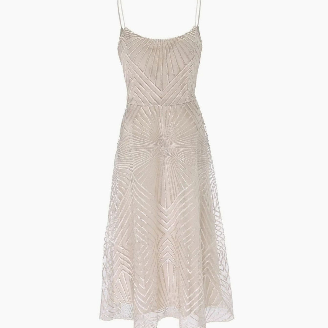 Women's A-Line Midi Cocktail Dress Spaghetti Strap Lace