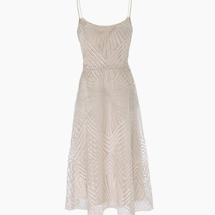 Women's A-Line Midi Cocktail Dress Spaghetti Strap Lace