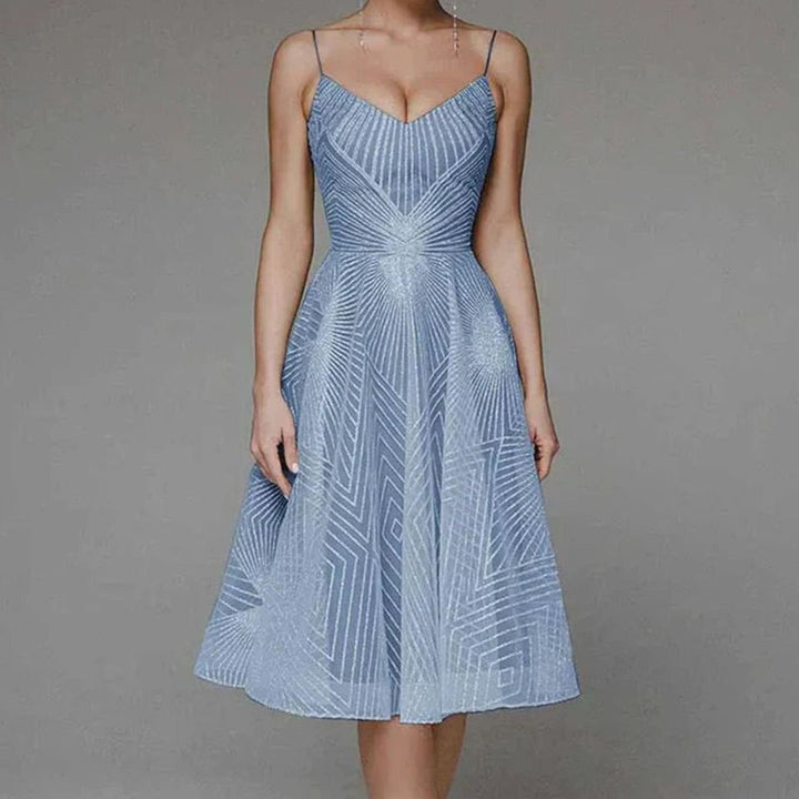 Women's A-Line Midi Cocktail Dress Spaghetti Strap Lace - Blue