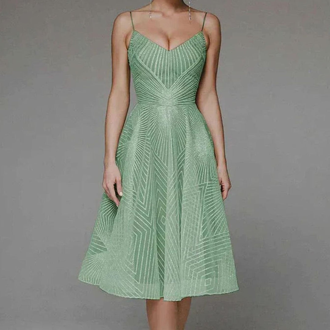 Women's A-Line Midi Cocktail Dress Spaghetti Strap Lace - Green