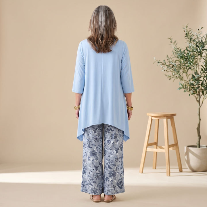 Women's Asymmetrical Tunic Wide-Leg Pants Two Piece Set