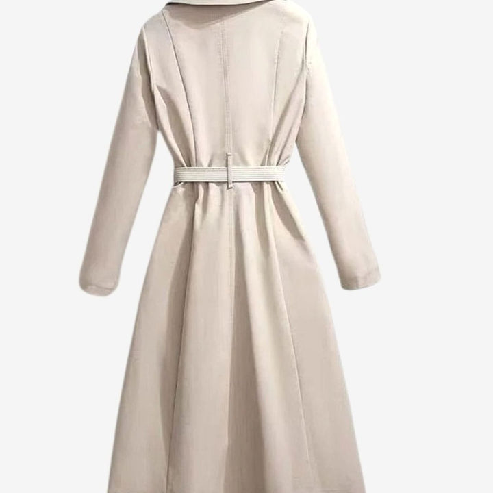 Women's Belted Notch-Collar Midi-Length Trench Coat
