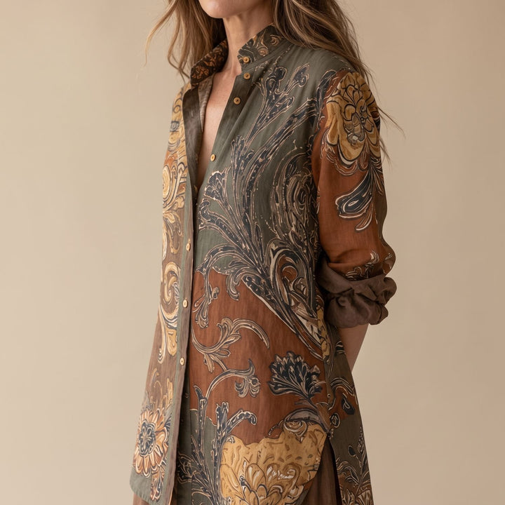 Women's Boho Floral-Print Button-Up Two Piece Set